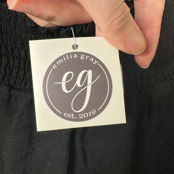 Md NWT White Birch Kyle Tiered Skort Black Linen Cotton Blend Cottagecore Boho - Picture 6 of 7